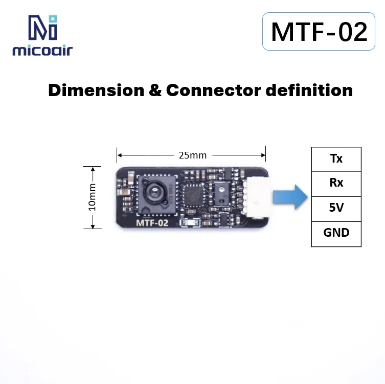 MicoAir MTF-02 Optical Flow&Range Sensor UART 115200 Support  Ardupilot/PX4/INAV FC Firmware