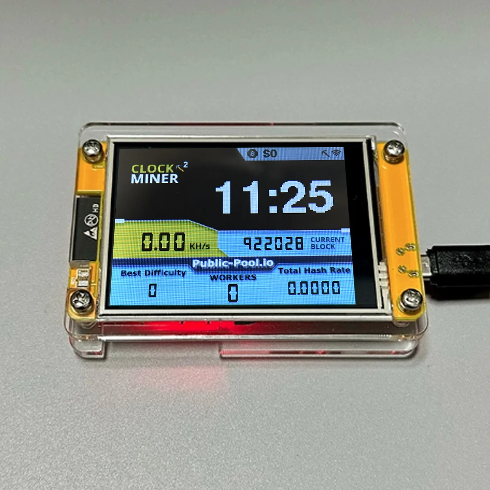 ESP32 Development Board with 2.8-inch OLED Display 355KH/s Hash Rate BTC Mining ESP32-2432S028 Micro USB Compatible