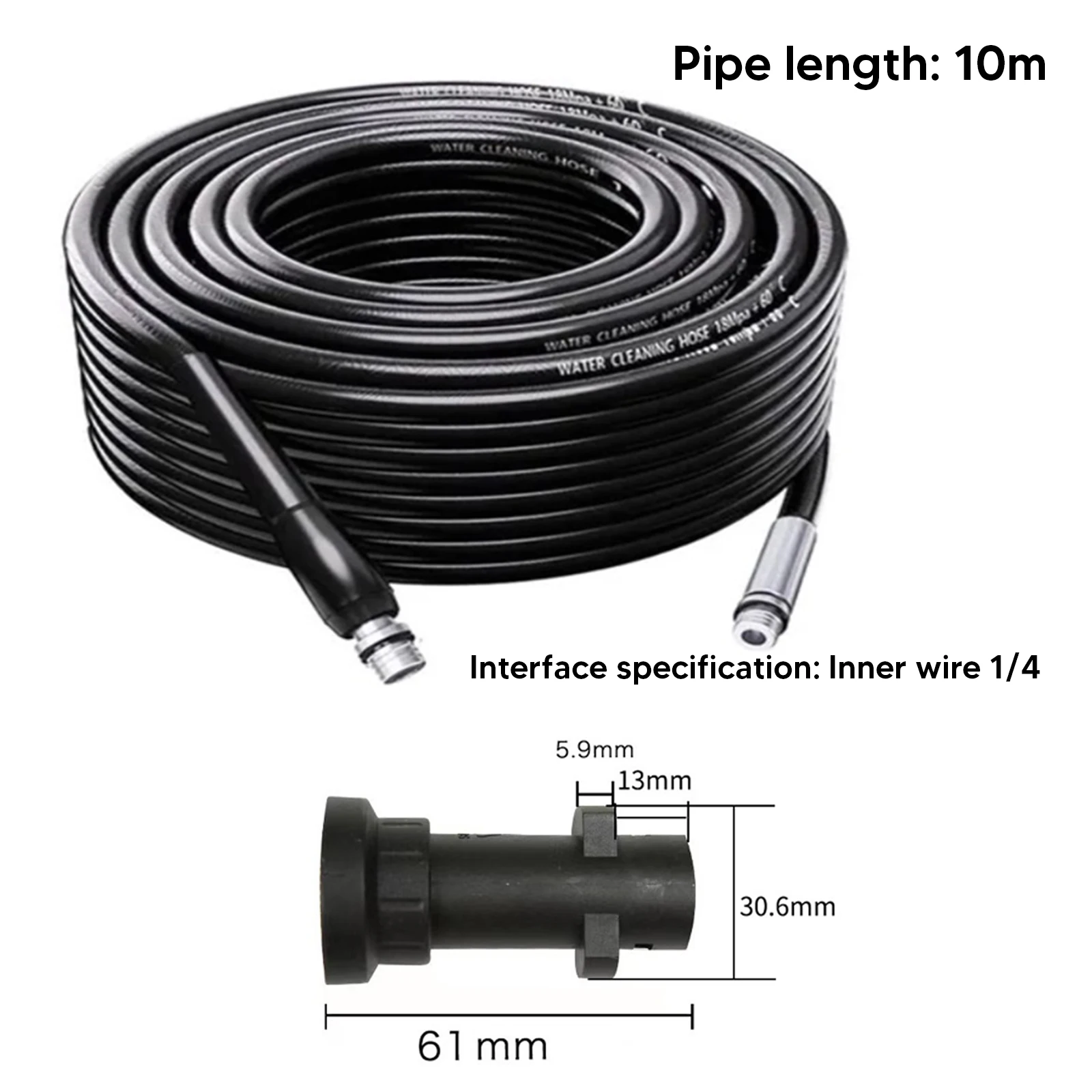 10M Drain Pipe Unclogging Kit With Jetting Nozzle High Pressures Water Hoses 1/4inch Sewer Cleaner & Washing Gun Lance Connector - view 5