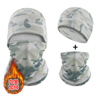 Snow Camouflage MCAP Cold-Proof Warm Hood Head Cover Face Mask Neck Scarf Gloves Helmet Cover Winter White camouflage