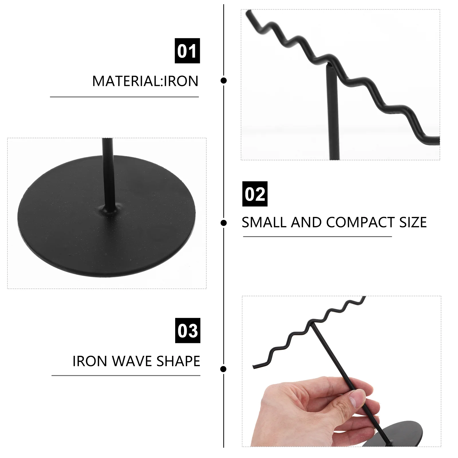 Einfache Desktop Schmuck Lagerung Display Rack Schwarz Form Metall Ständer Halskette Halter Ohrring