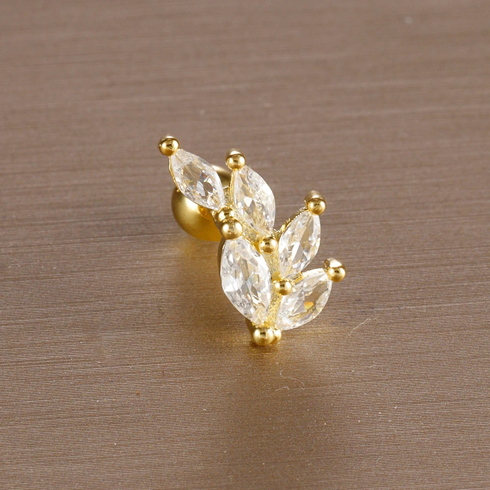 Mini Zircon Cartilage Piercing Stud Earring, 6 Styles