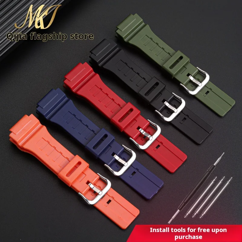 High quality Original style Silicone Watch strap For Casio MCW-200H MCW-200 Resin movement Dive watchband Men 20mm Black orange