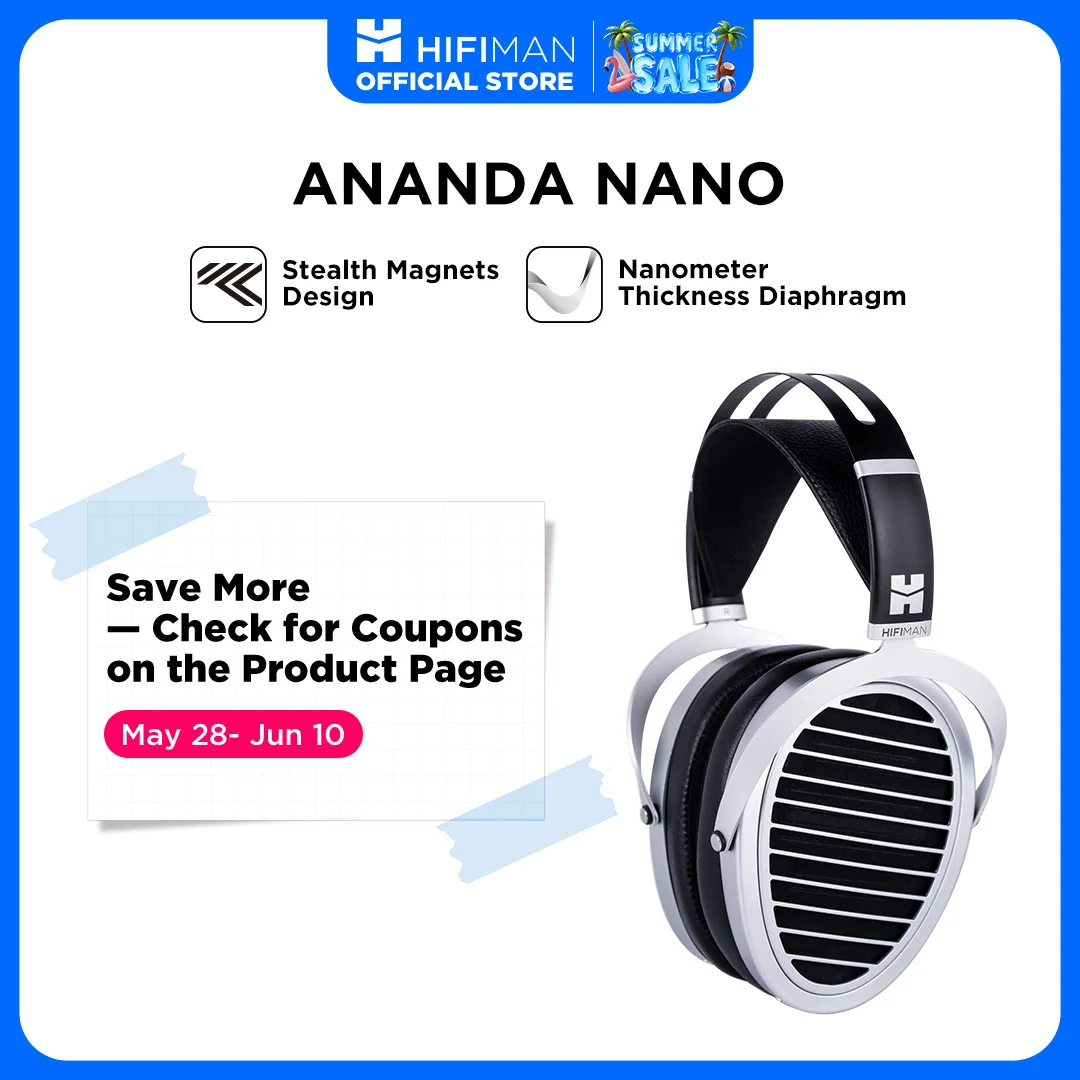 HIFIMAN ANANDA NANO Auriculares Hi-Fi magnéticos planos con respaldo abierto y diafragma de espesor nanómetro