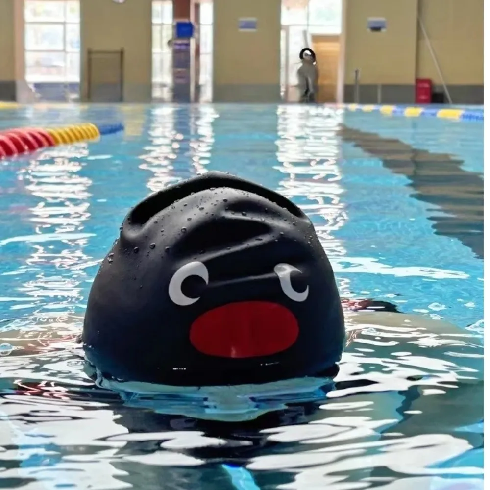 Elastische Pinguin-Badekappe, wasserdicht, bequem, kein Haarziehen, vergrößerte Silikon-Badekappe für den professionellen Einsatz – Detail 6