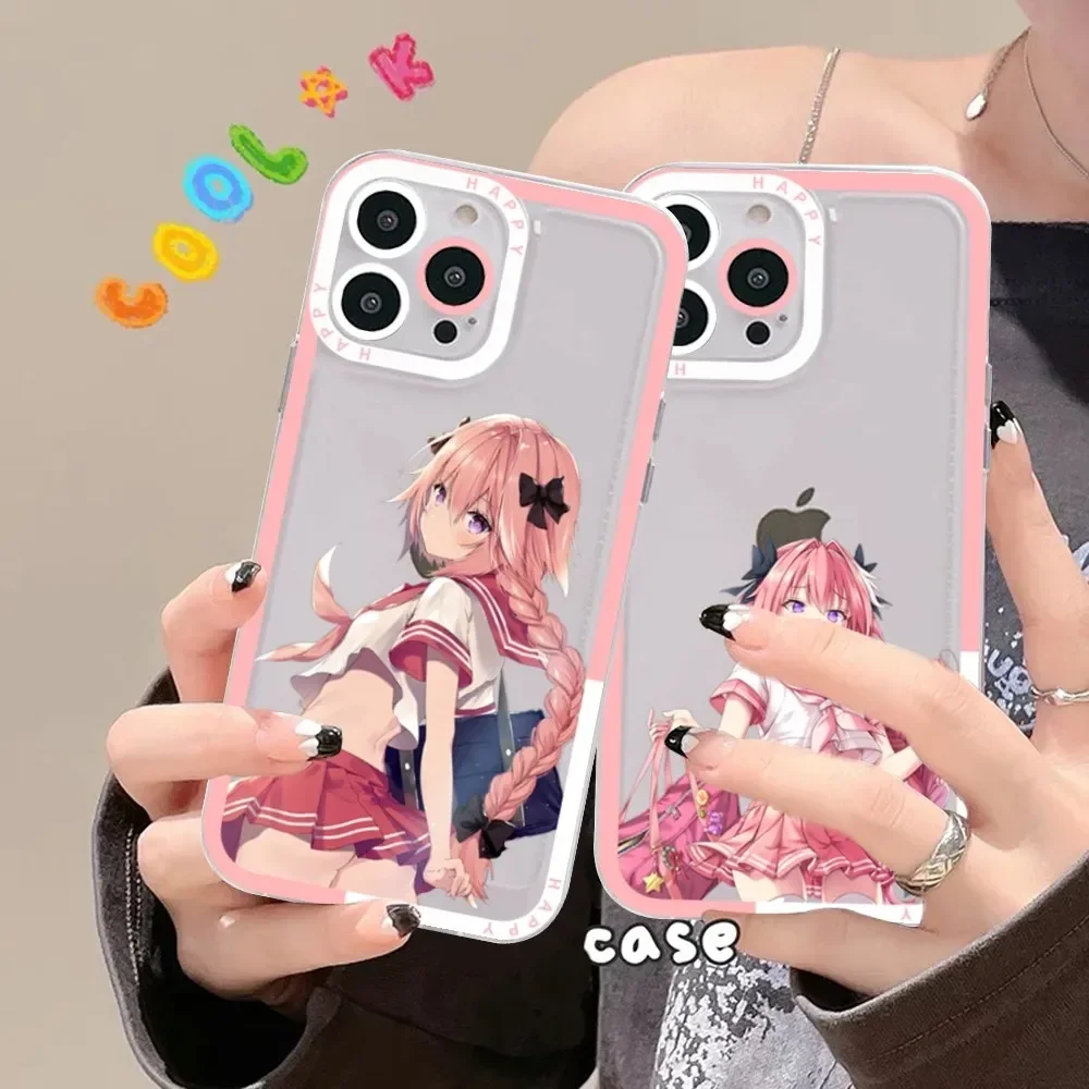 Astolfo Anime Girl Phone Case For iPhone 15 14 13 12 11 Pro Max Mini X Xs XR Transparent Case