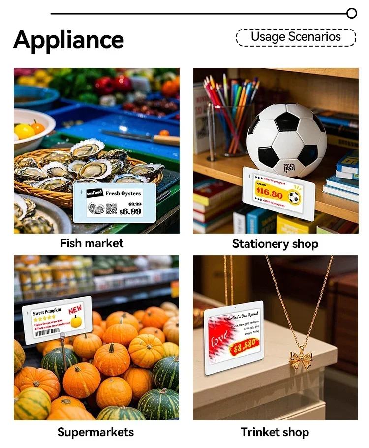 Electronic Shelf Label Display Price Tag Esl Retail Label 5.83" Digital Price Tag Ble