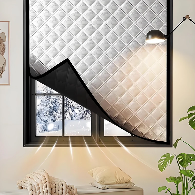 Thermal Winter Curtain, Windproof Cold Blocker Hook & Loop Installation No Drilling. Insulated Door Cover Boosts Indoor Warmth