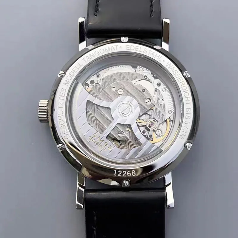 38 مللي متر باوهاوس ساعة ميكانيكية أوتوماتيكية ل النورس ST1701 حركة ذاتية الملء مقاوم للماء ساعة سفلية شفافة للرجال