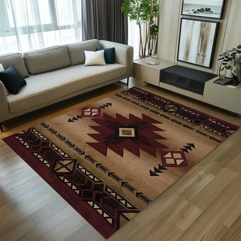 Southwestern Tribal Geometric Carpet Navajo Aztec Pattern Home Decor Mat Non Slip Floor Rug Living Room Area Rug Washable