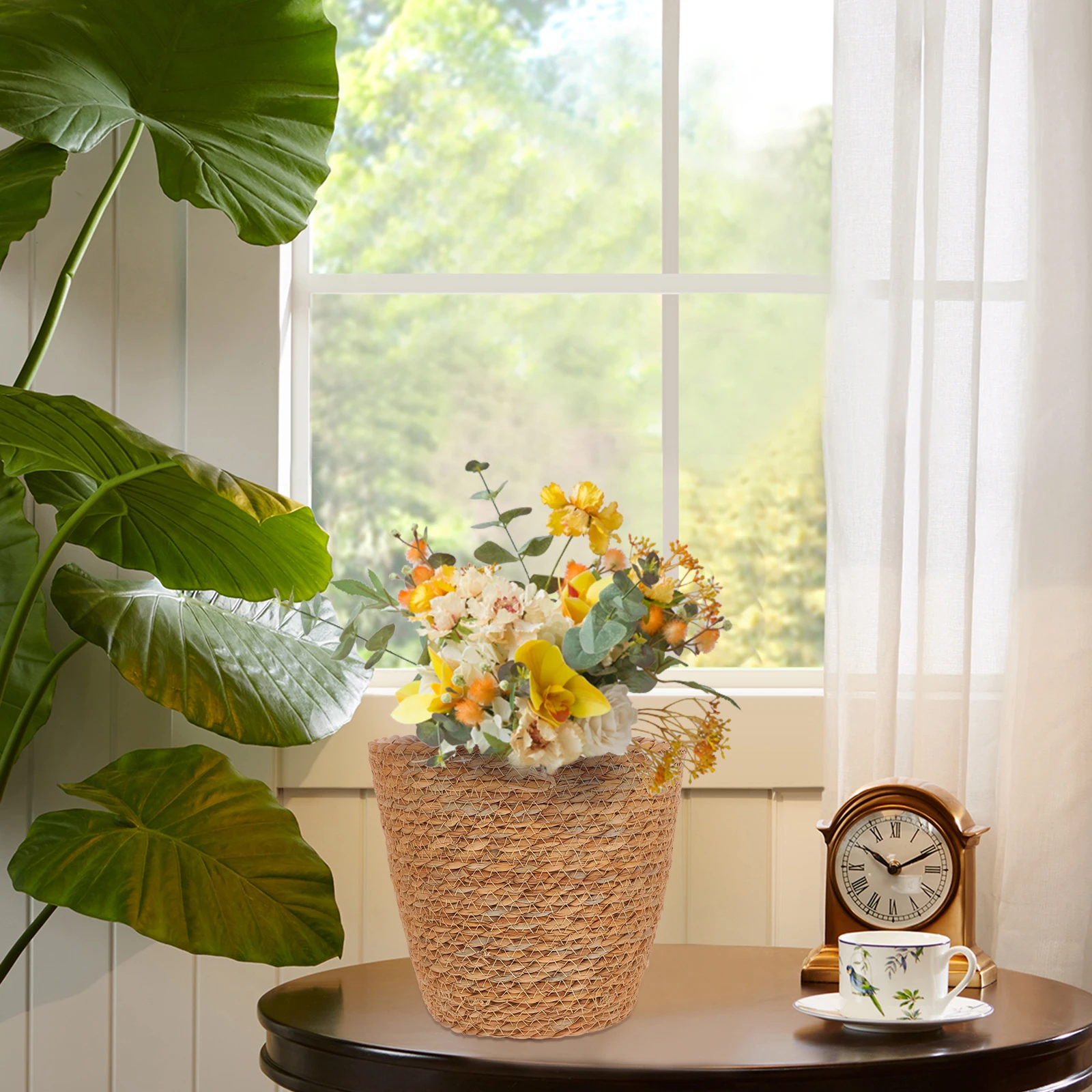 

2Pcs Seagrass Pots Woven Basket Retro Home Decor Seagrass Basket Storage Container Durable Gift