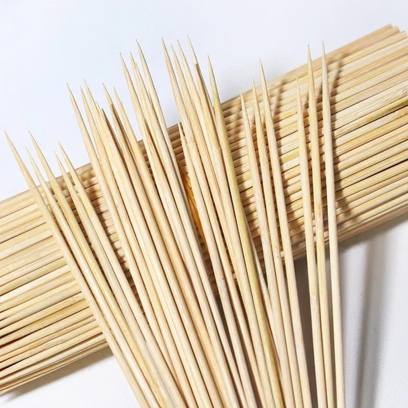 270-90Pcs Natural Bamboo BBQ Skewers Bamboo Sticks Disposable BBQ Kabob Skewers for Grilling Appetiser Barbecue 15/20/25/30cm