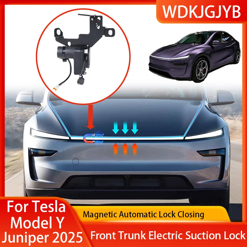 

For New Tesla Model Y Juniper 2025+ Second Generation Front Spare Box Electric Lock Soft-closing Automatic Adsorption