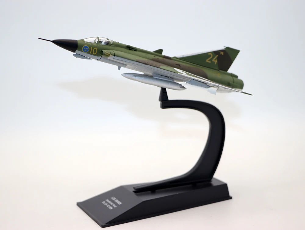 New 1/100 Scale J35F DRAKEN Swedish Air Force Div.3 F-10 1989 Fighter Aircraft Diecast alloy simulation model aircraft for colle