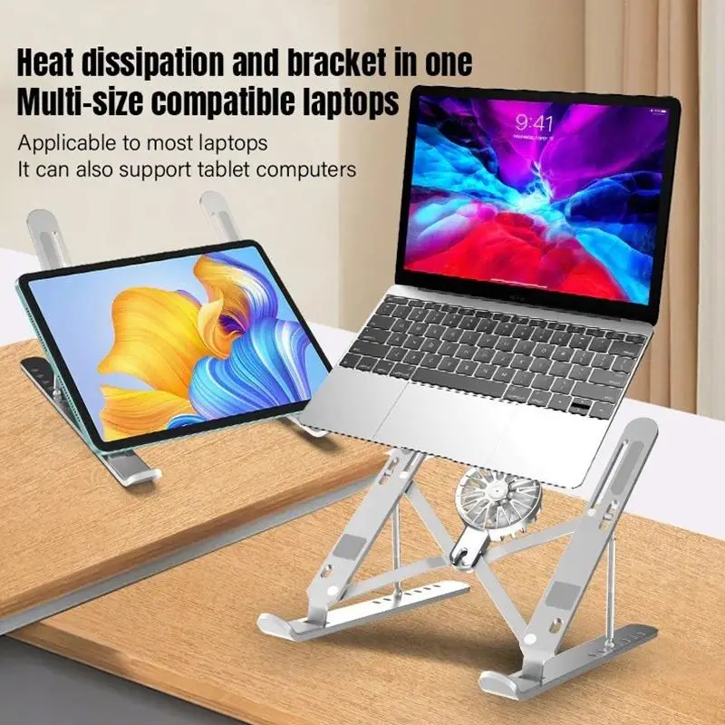 NEW Tablet Stand Laptop Stand Notebook Holder Portable Aluminum Alloy Laptop Cooling Holder Fan Portable Laptop Cooling Holder