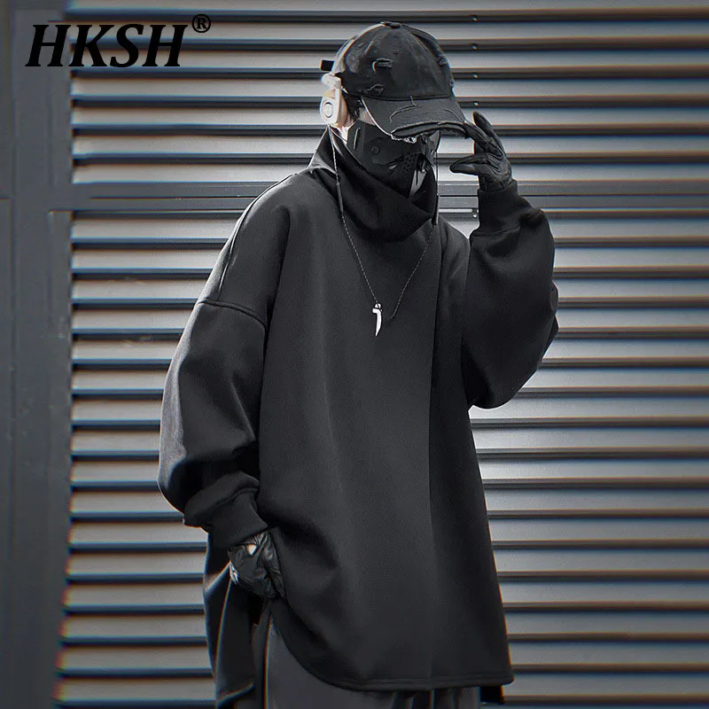 

HKSH Heavy Industry 2024 Autumn New Men's Tide Dark Japanese Turtleneck Hoodie Loose Casual Hooded Tops Trendy Sweatshirt HK2441