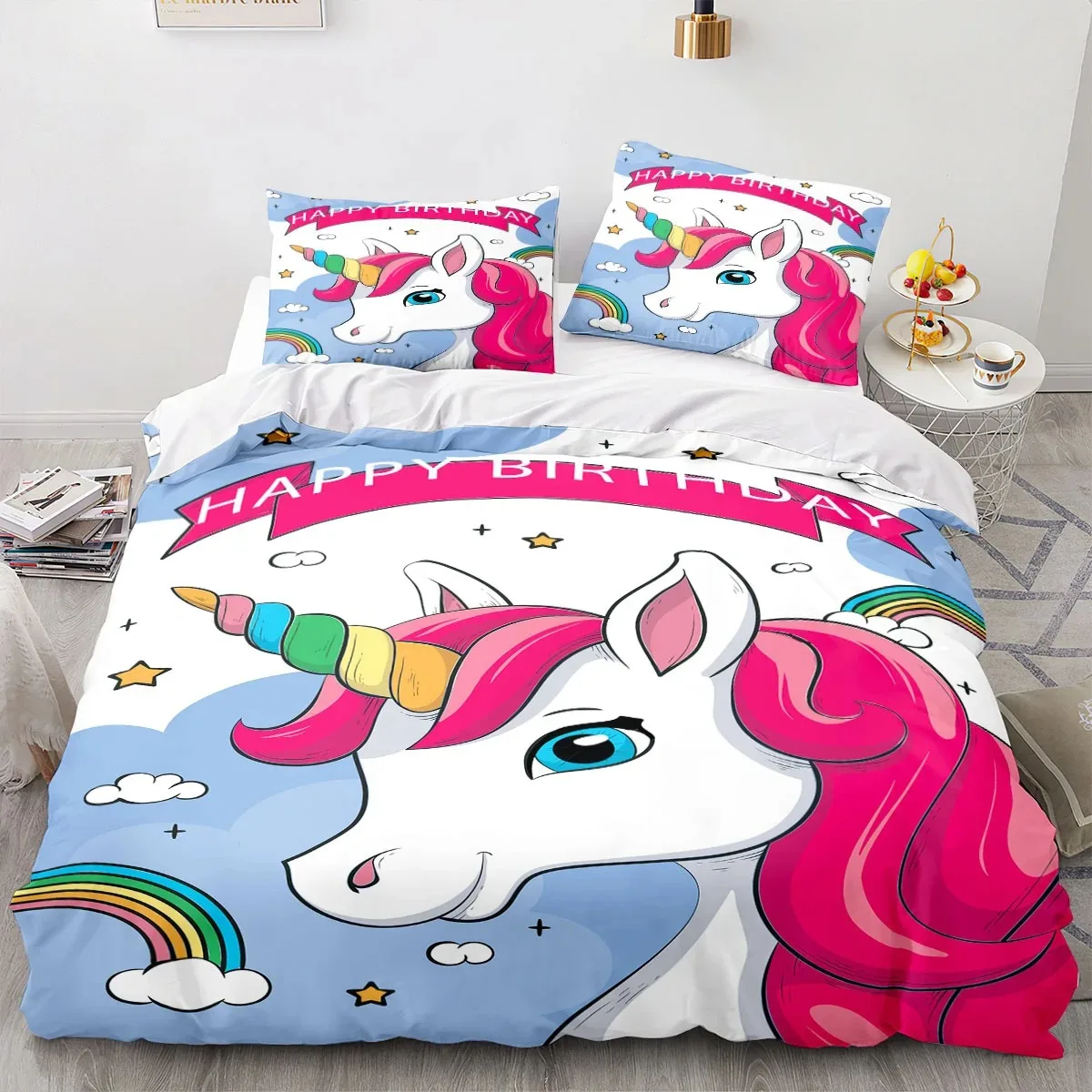 

Unicorn Duvet Cover Set Single Double Twin Size Home Decor For Girls Kids Adults Cute Unicorn Bed Linen Kawaii Bedding Set