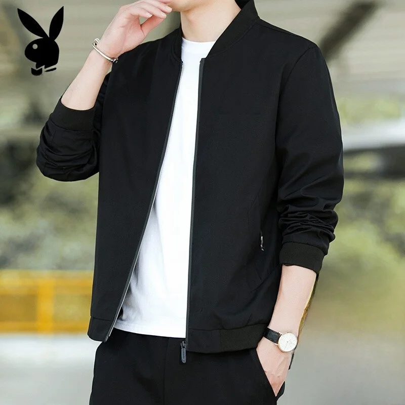 

Men's Casual Jaet Spring Autumn Faionable Stand Fit Polyester Cosite Elastic Fiber Youth ular Sle