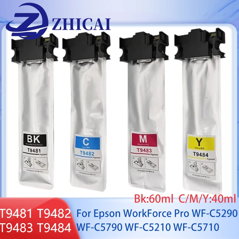 

Чернильный пакет T9481 T9482 T9483 T9484 с чипом для Epson WorkForce Pro WF-C5290 WF-C5790 WF-C5210 WF-C5710 C5290