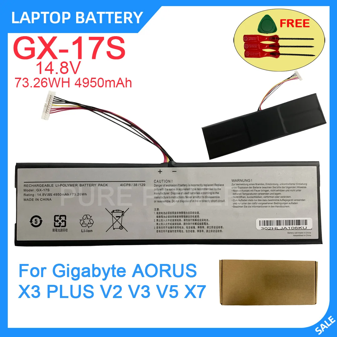 New Laptop Battery GX-17S 14.8V 73.26WH 4950mAh High Quality For Gigabyte AORUS X3 PLUS V2 V3 V5 X7