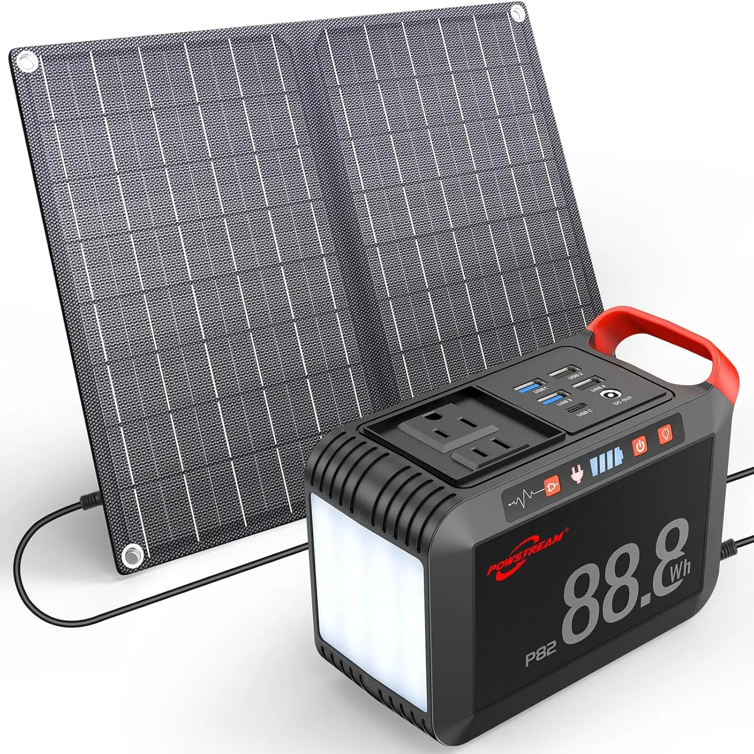 Solar Generator 88.8Wh Portable Power Station with Solar Panel Included, Lithium Ion Battery Power Bank with AC USB Output