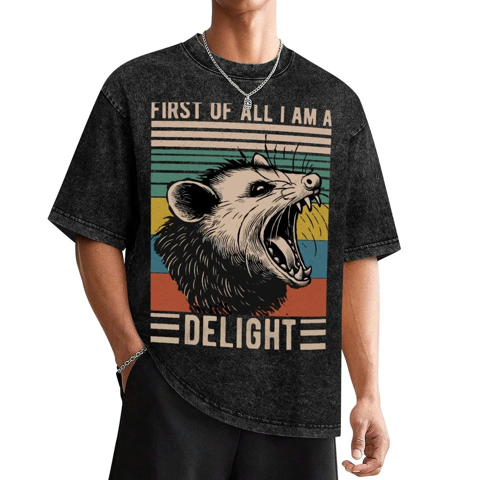 

First Of All I'm A Delight Funny Angry Opossum Possum Cool T-Shirt funny gifts tees plain white t shirts men