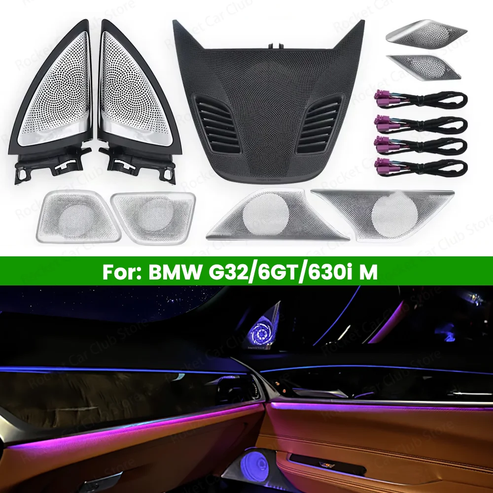

11 Colors LED Ambient Light Speaker Cover Midrange Tweeter HiFi Music Stereo Horn Decorate Refit For BMW G32 New 6GT 630i Car