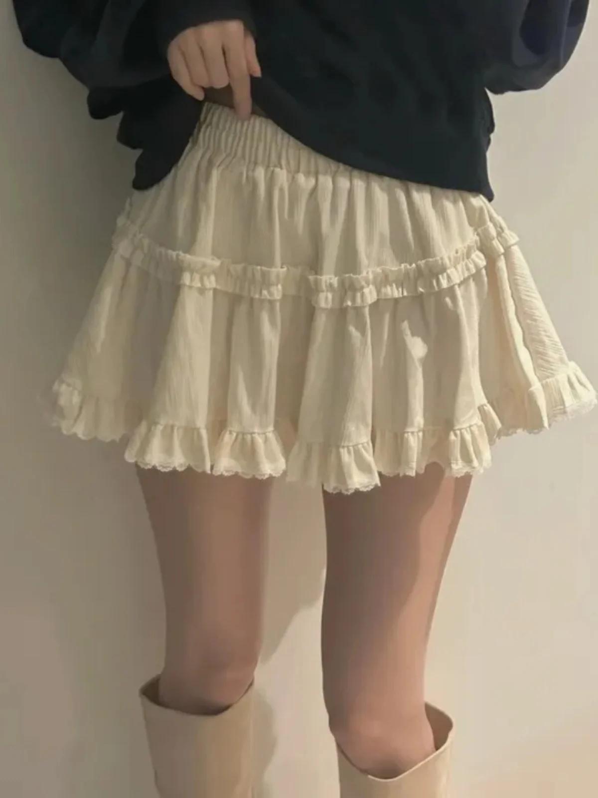 

Корейская юбка Sweet Ballet Cake ort, женская утягивающая пышная юбка с высокой талией, кружевная юбка трапециевидной формы