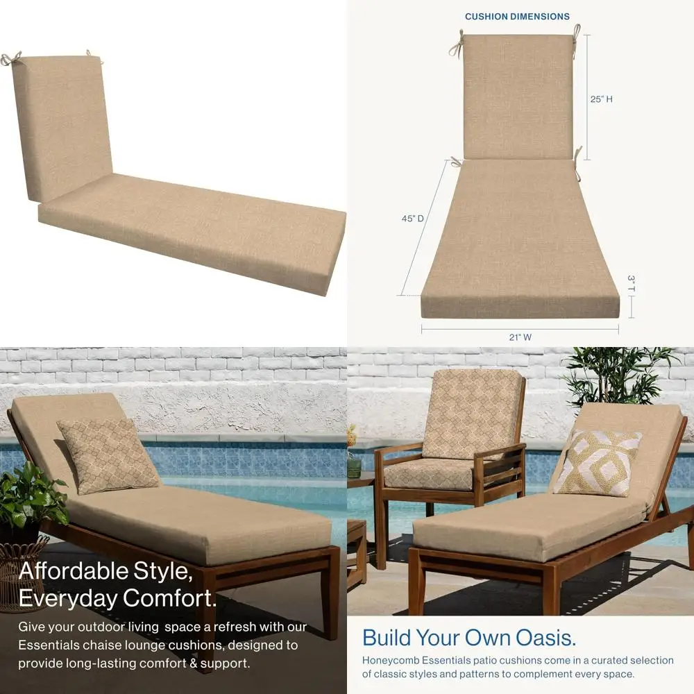 

Hampton-Style Neutral 21 x 70 Outdoor Chaise Lounge Cushion for Patio Furniture