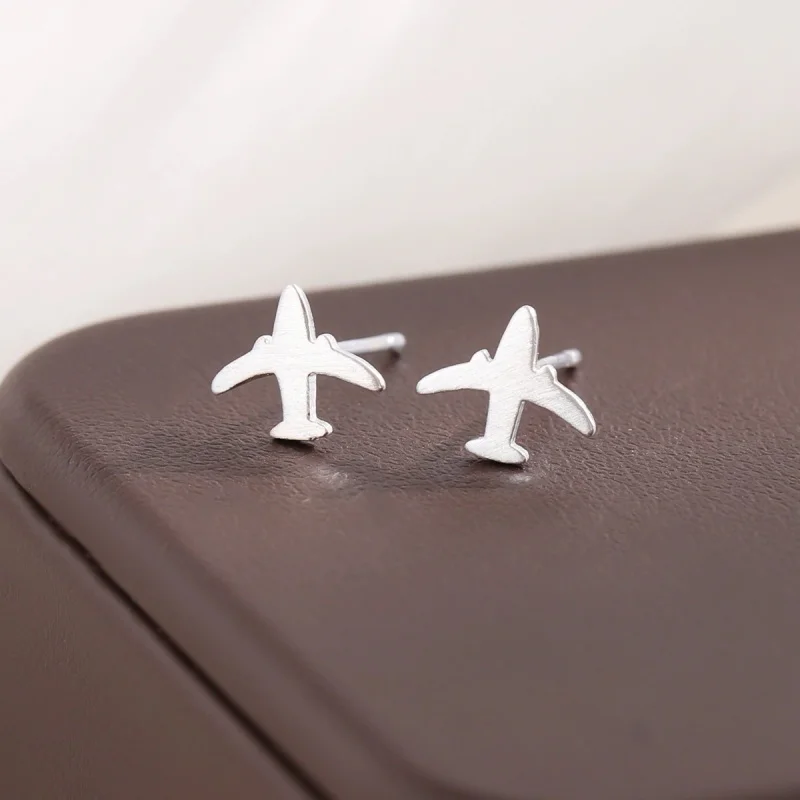 Uini Tail hot selling new 925 sterling silver fashionable creative brushed airplane earrings cute and simple girl accessories