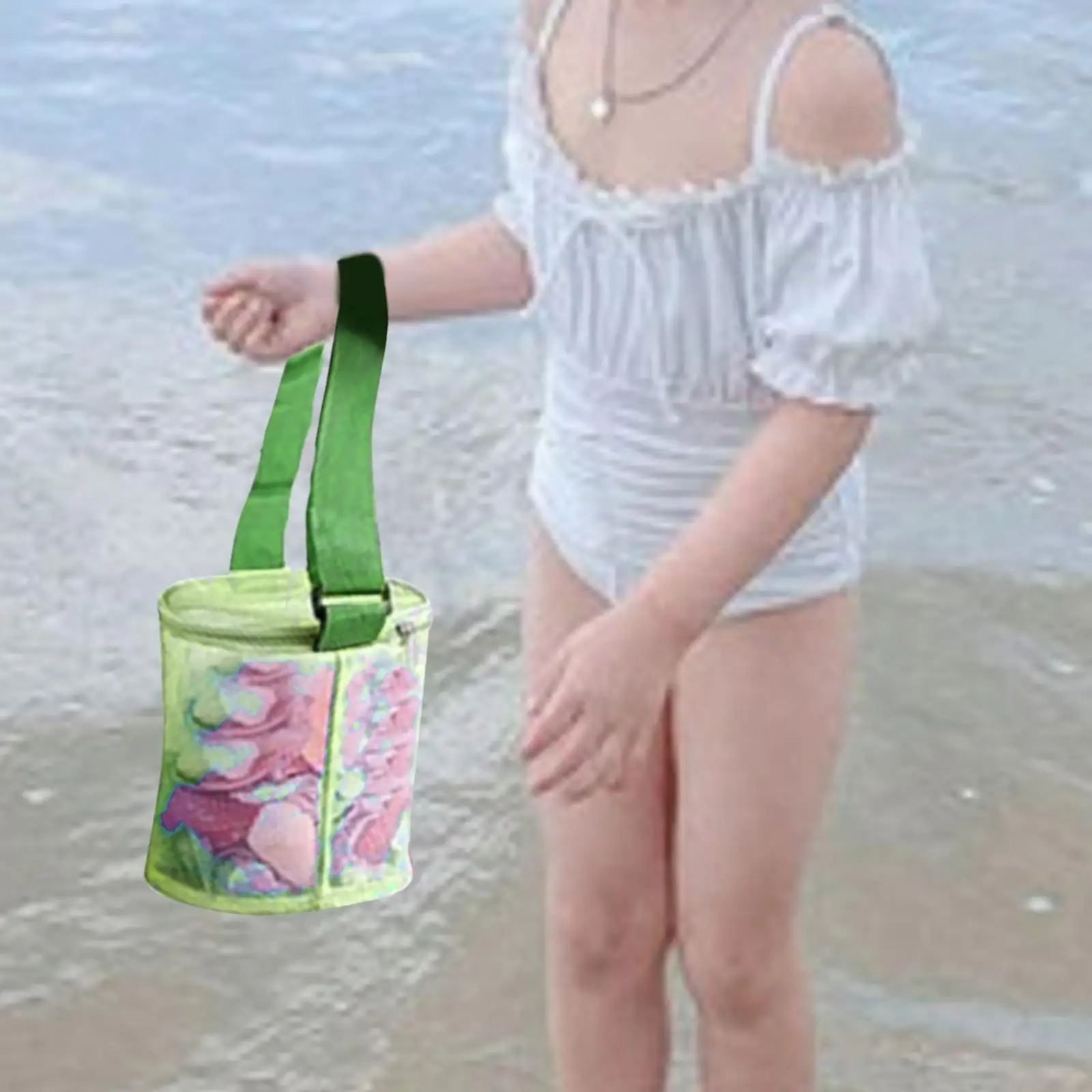 Mesh Beach Collection Pouch Lightweight Storage Bucket for Shells Hunting