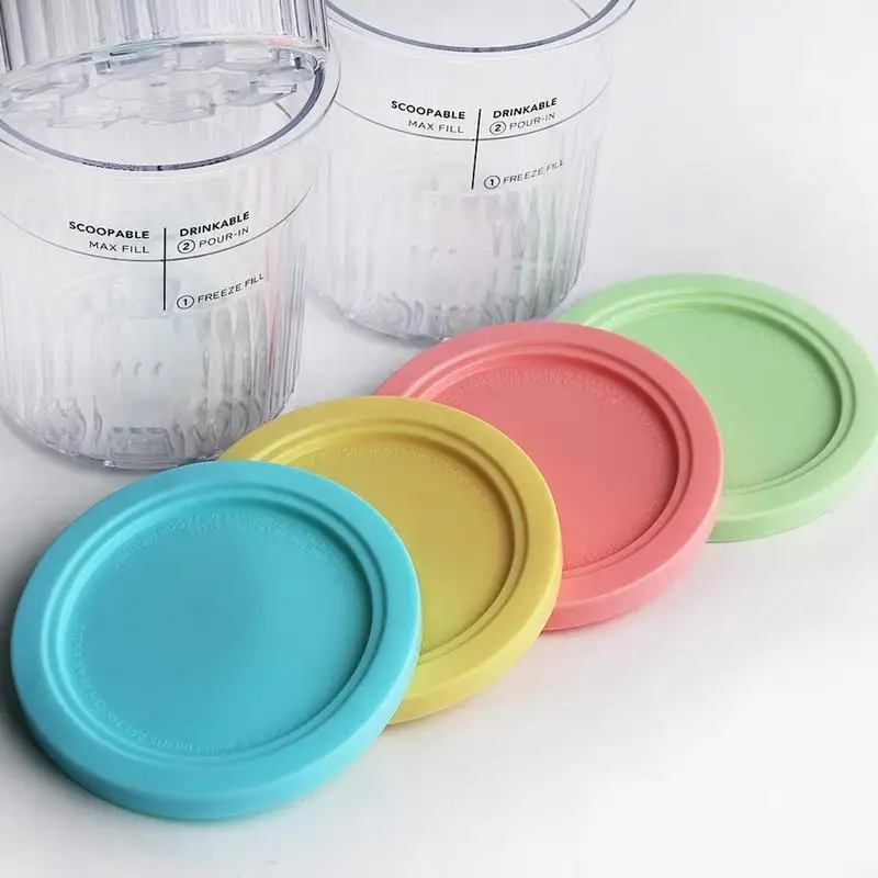 Ice Cream Pint Container 4pcs Reusable Pint Container Storage Organizer With Tight Airtight Lid For Gelato Sorbets Ice Cream