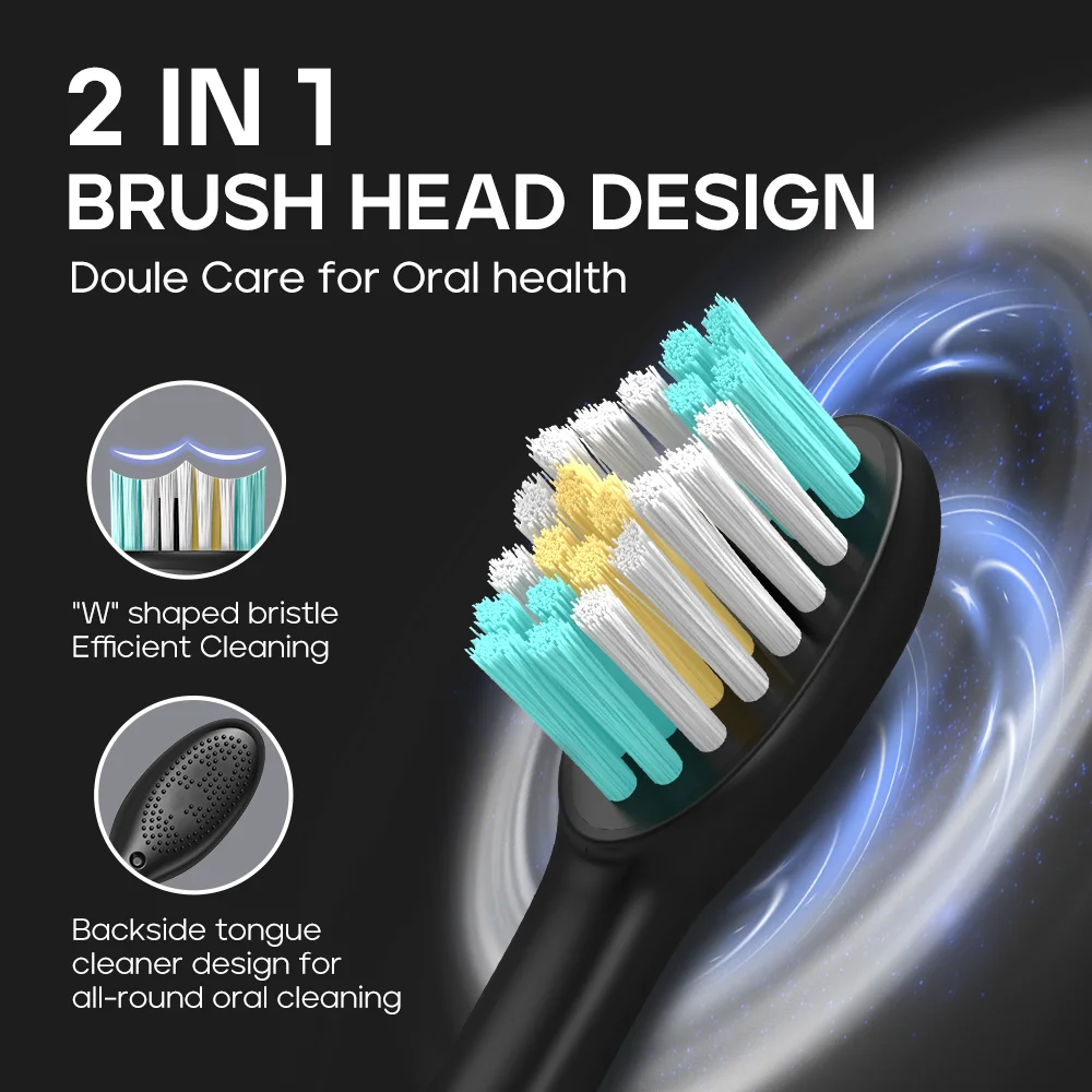 Electric Toothbrush Sonic Toothbrush with 3 Calculus Remover 3 Replaceable Toothbrush Heads Pressure Sensor Splash Prevent 2701