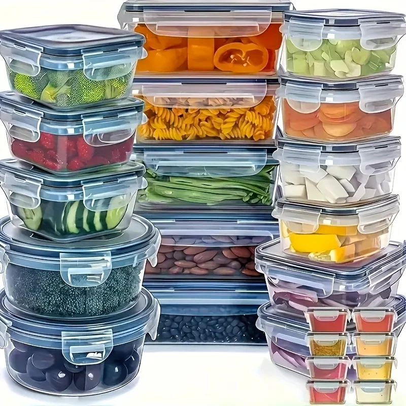 Stackable Food Storage Containers with Lids (6-Pack, 5 Sizes) - Leakproof Reusable PP Lock Boxes for Fridge, Pantry & Meal Prep