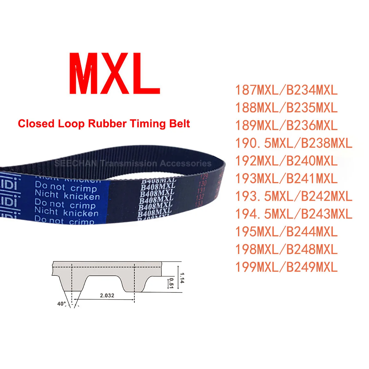 

1Pcs MXL Closed Loop Timing Belt Width 6/10mm Rubber Synchronous Belt B234 B235 B236 B238 B240 B241 B242 B243 B244 B248 B249MXL