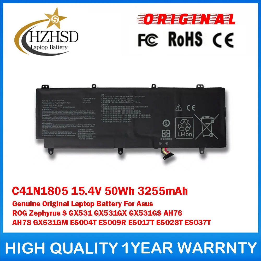

C41N1805 15.4V 50Wh 3255mAh Genuine Original Laptop Battery For Asus ROG ZephyrusS GX531 GX531GX GX531GS AH76 AH78 ES004T ES009R