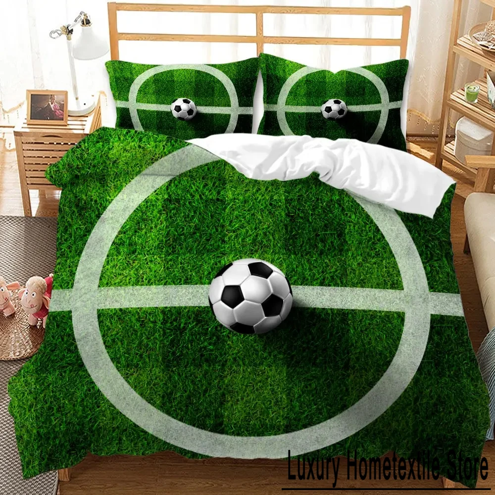 Soccer Duvet Cover Set Sports Blue Flame 3D Printed Football Comforter Cover Set for Boys Soft Microfiber Queen/King Size