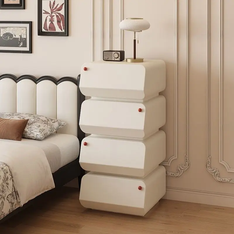 Luxury Retro Solid Wood Bedside Cabinet High End Sofa Side Storage for Bedroom Internet Celebrity Inspired Furniture Decor
