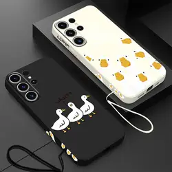 Leuke Grappige Eend Telefoonhoesje Voor Samsung Galaxy S10e S10 S9 S8 Note 20 Ultra Note 10 Plus 8 9 Vierkante Vloeibare Hoesjes