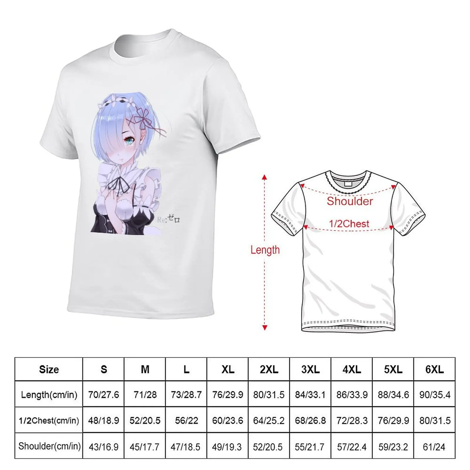 Rem Re:Zero T-Shirt designer shirts oversized graphic tee plain white t shirts men