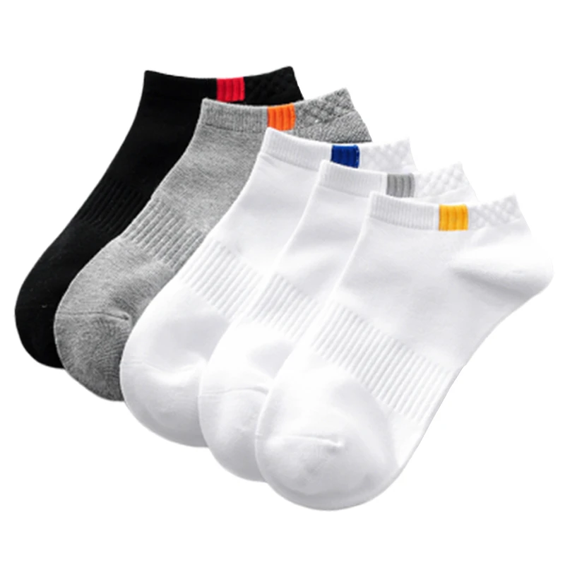 5 Pairs Men's Spring/Summer Cotton Multi-Color Short Socks, Boat Socks, Quality Fashionable Innovative Low Cut Socks