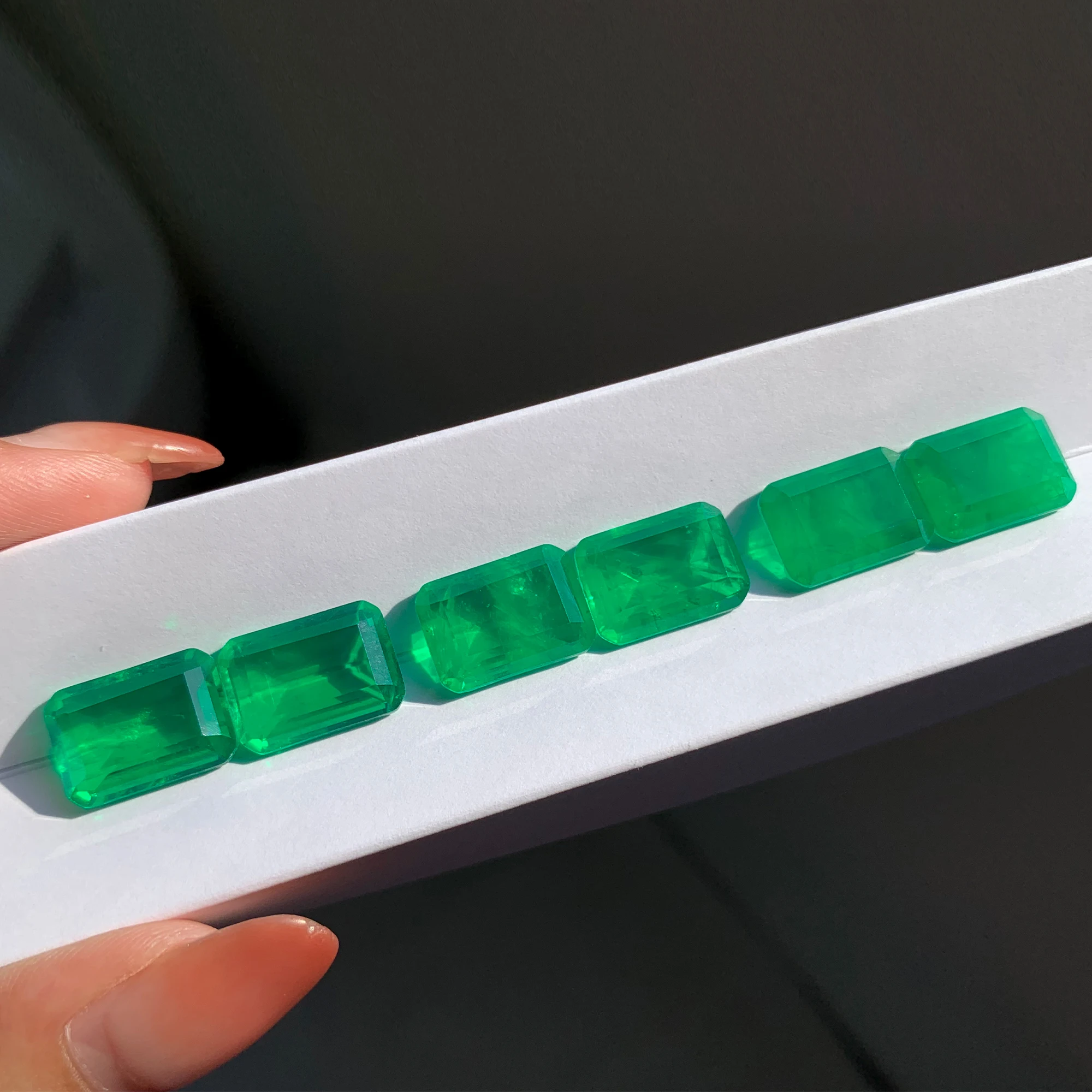 Octagon Shape MJ-01Green Color Fusion Stone for Jewelry Making