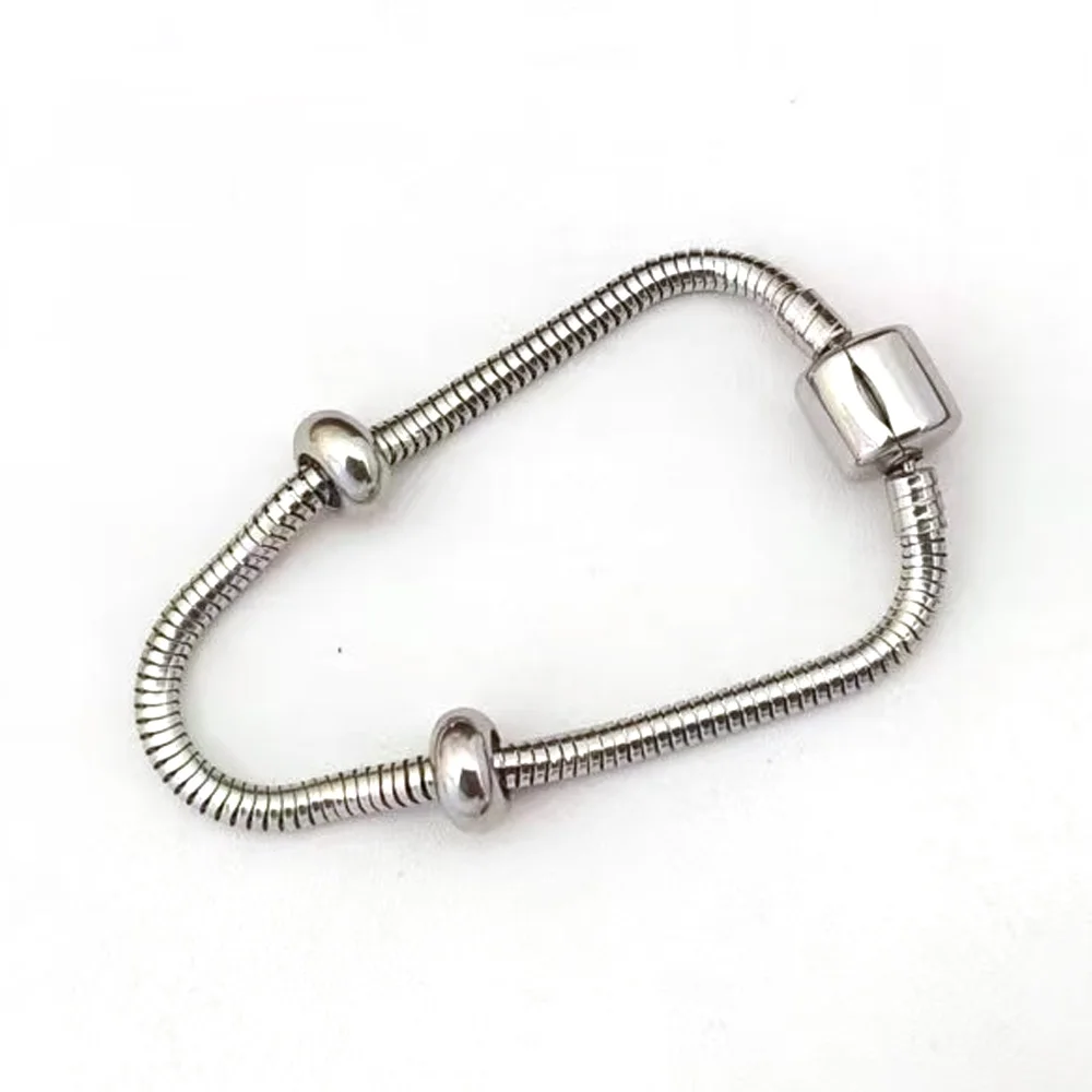 13-21cm aço inoxidável coração pandoraer pulseiras caber diy encantos jóias de aniversário crianças