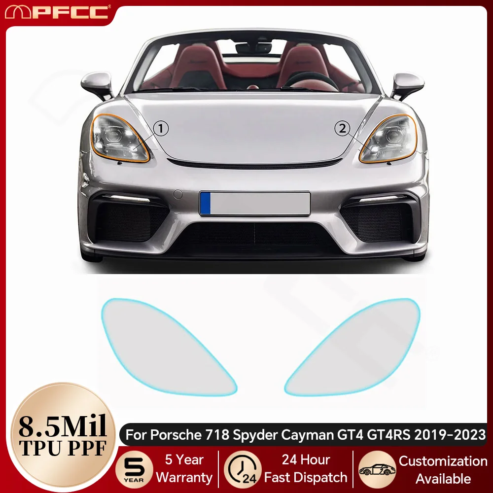 

For Porsche 718 Spyder Cayman GT4 GT4RS 2019-2023 Headlight Rearview TPU Paint Protection Film Pre-cut PPF Clear Anti-scratch