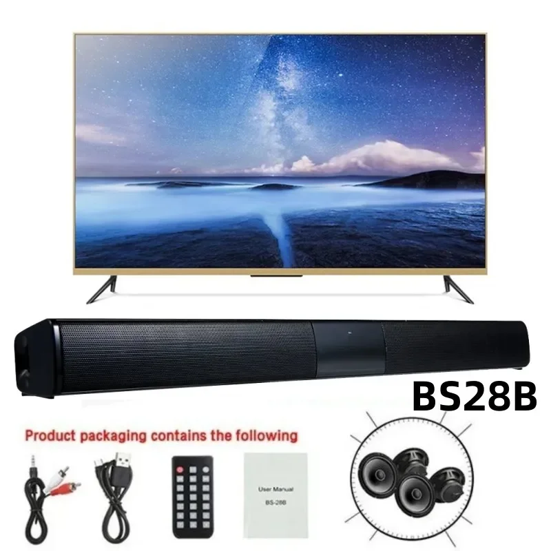 40W TV Soundbar Wired and Wireless Bluetooth Home Surround SoundBar for PC Theater  BOOMBOXwith FM Radio Music Center Column 