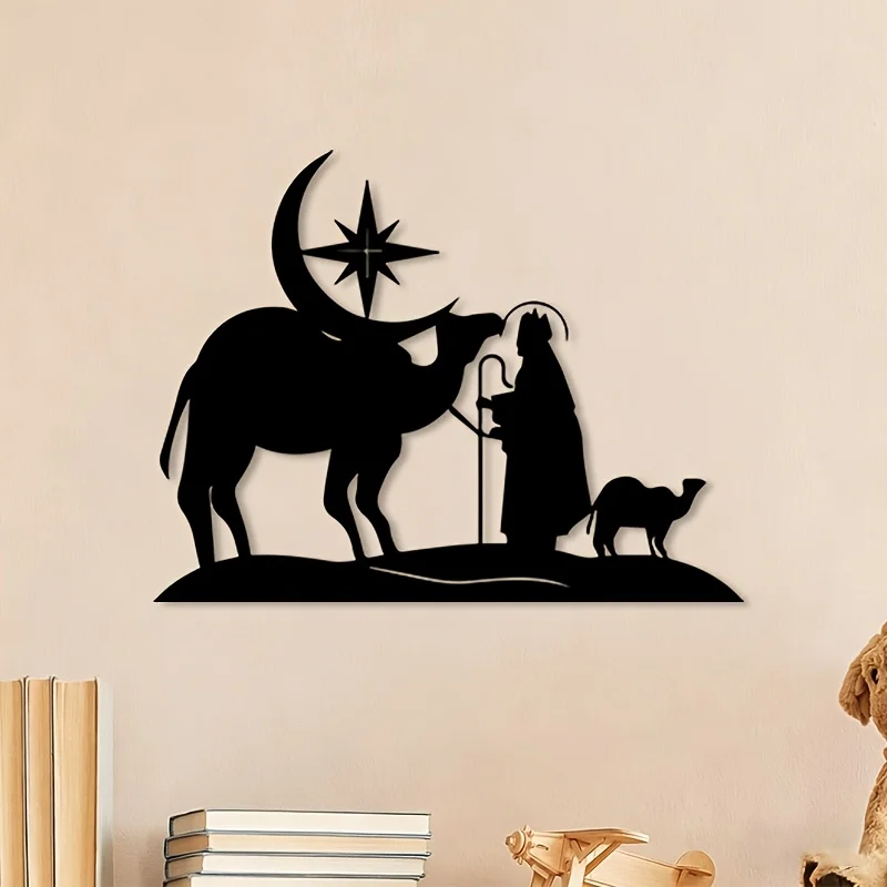 CIFBUY Christmas Three Wise Men 2D Sculpture Metal Wall Art Iron Hanging Decor Rust‑proof For Living Room Home Indoor Outdoor