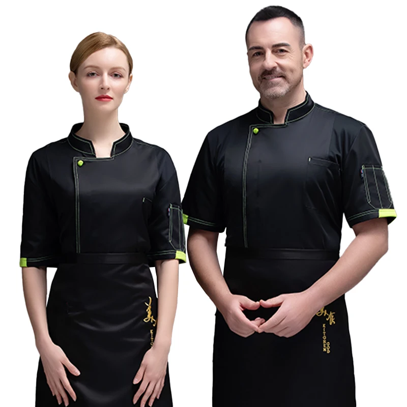 Uniforme de Chef Masculino, Jaqueta de cozinha, Uniforme de padeiro, Roupa de garçom, Restaurante e hotel, Macacão de padaria e garçom