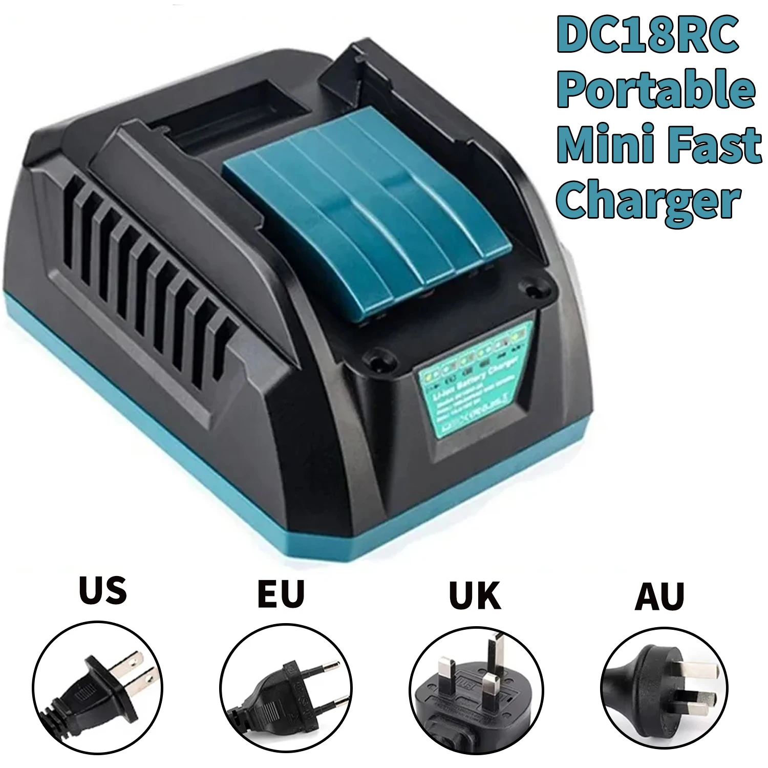 DC18RC-2A Portable Mini Fast Lithium Battery Charger for Makita 14.4 V-18 V Li-ion Battery With US/EU/UK/AU Charge Plug