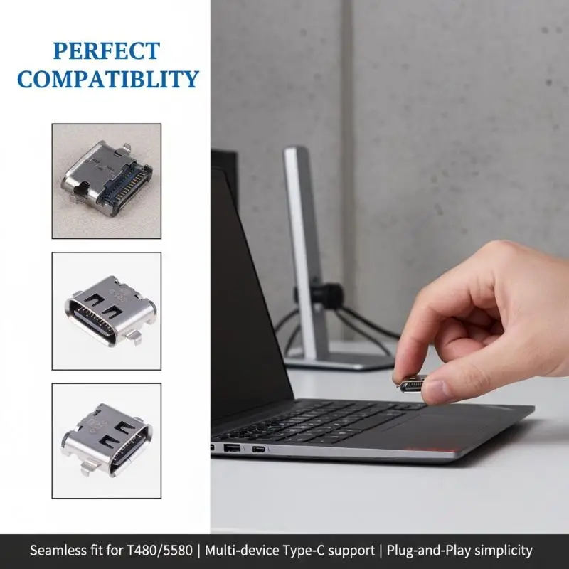 1/4Pcs Type C Charging Connector Port For  T480 T580 L480 L490 L580 L14 Long Lasting Repair Component