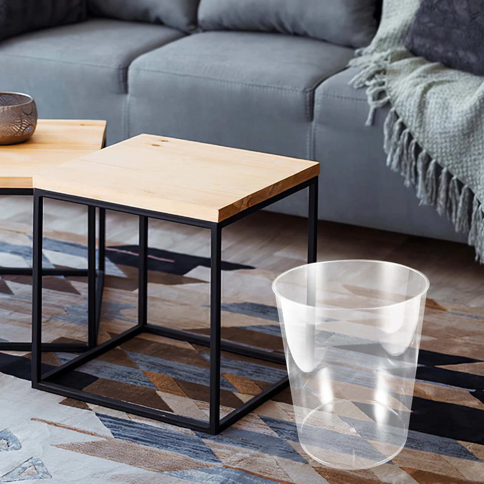 

Transparent Trash Can Waste Paper Basket Office Storage Bucket for Home Kitchen Bedroom Modern Nordic Style Long Use